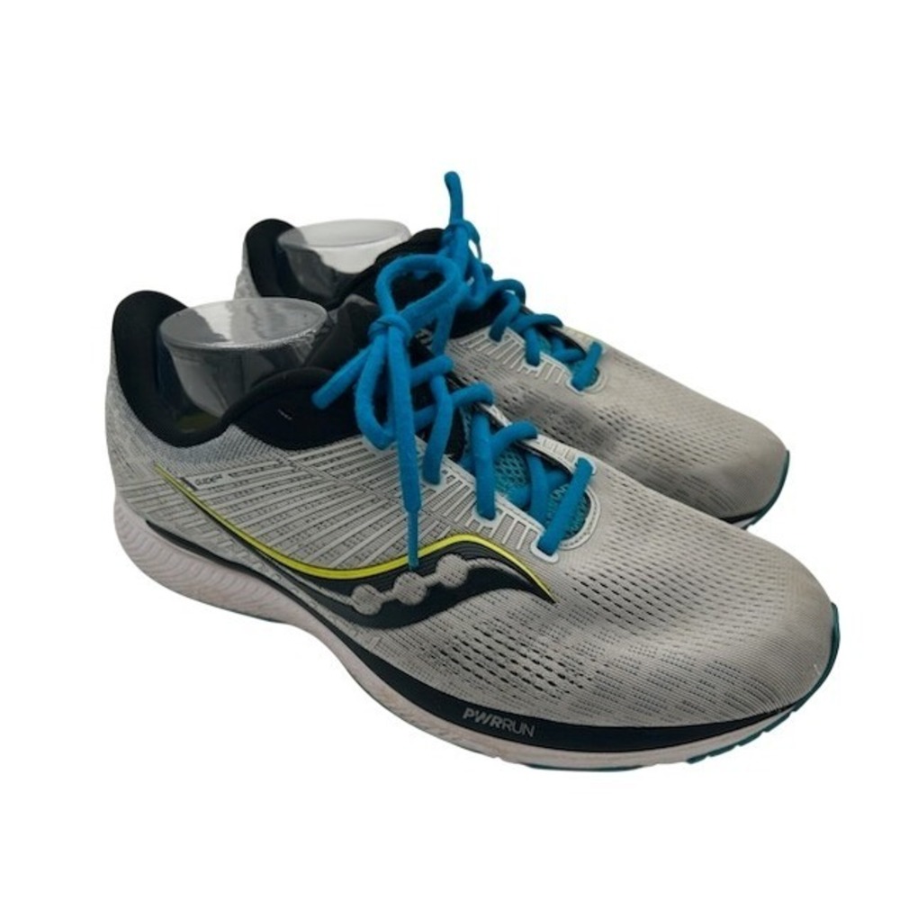 Saucony Guide 14 Running Shoes Men's Size 11.5 W Grey Blue Neon PWRRUN Stability